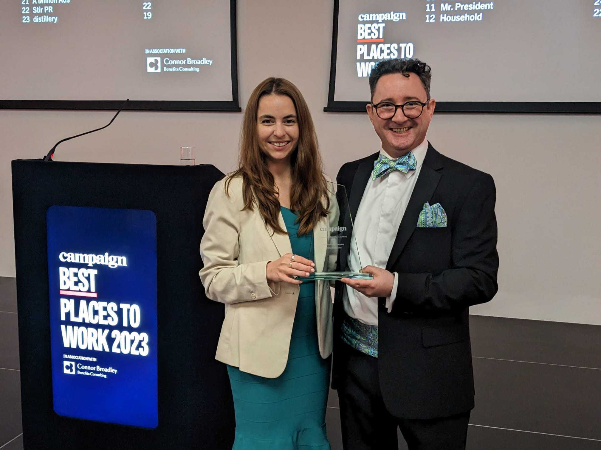 Optix Solutions named Best Boutique Agency in Campaign's Best Agencies to Work 2023
